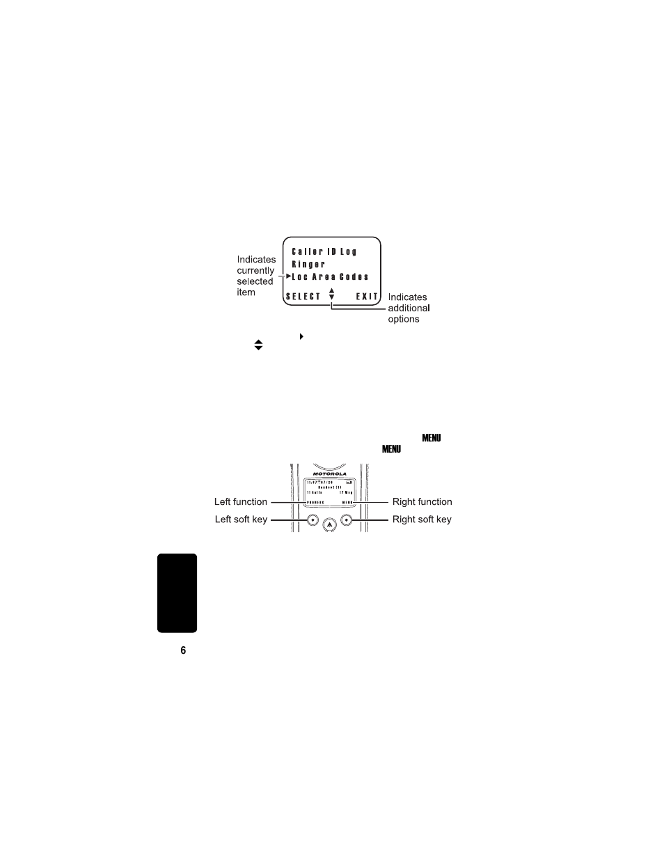 Using the soft keys | Motorola MD760 User Manual | Page 26 / 73