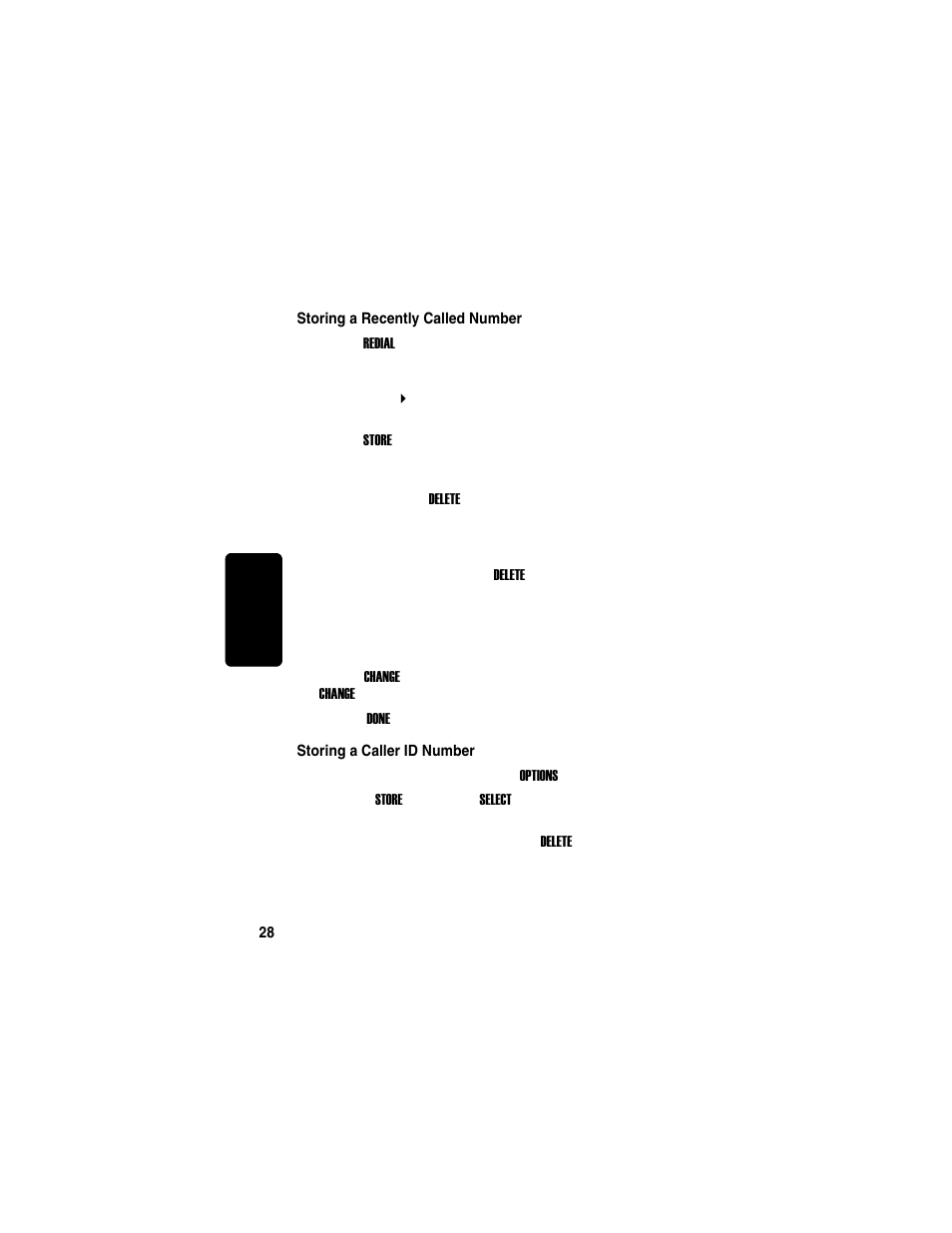 Storing a recently called number, Storing a caller id number, Re l im in a r y | Motorola MD760 User Manual | Page 48 / 73
