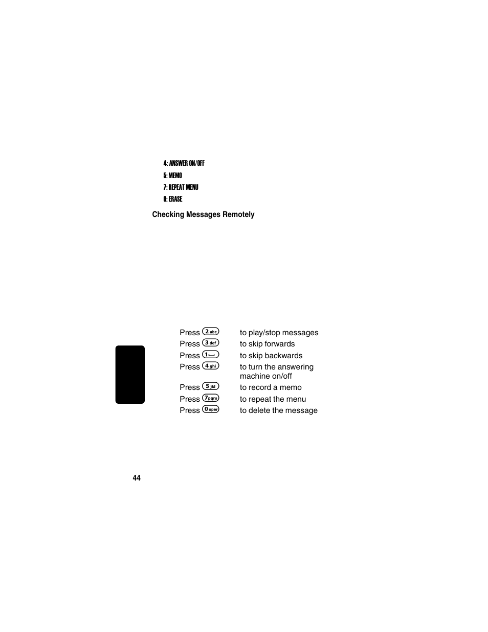 Checking messages remotely | Motorola MD760 User Manual | Page 64 / 73