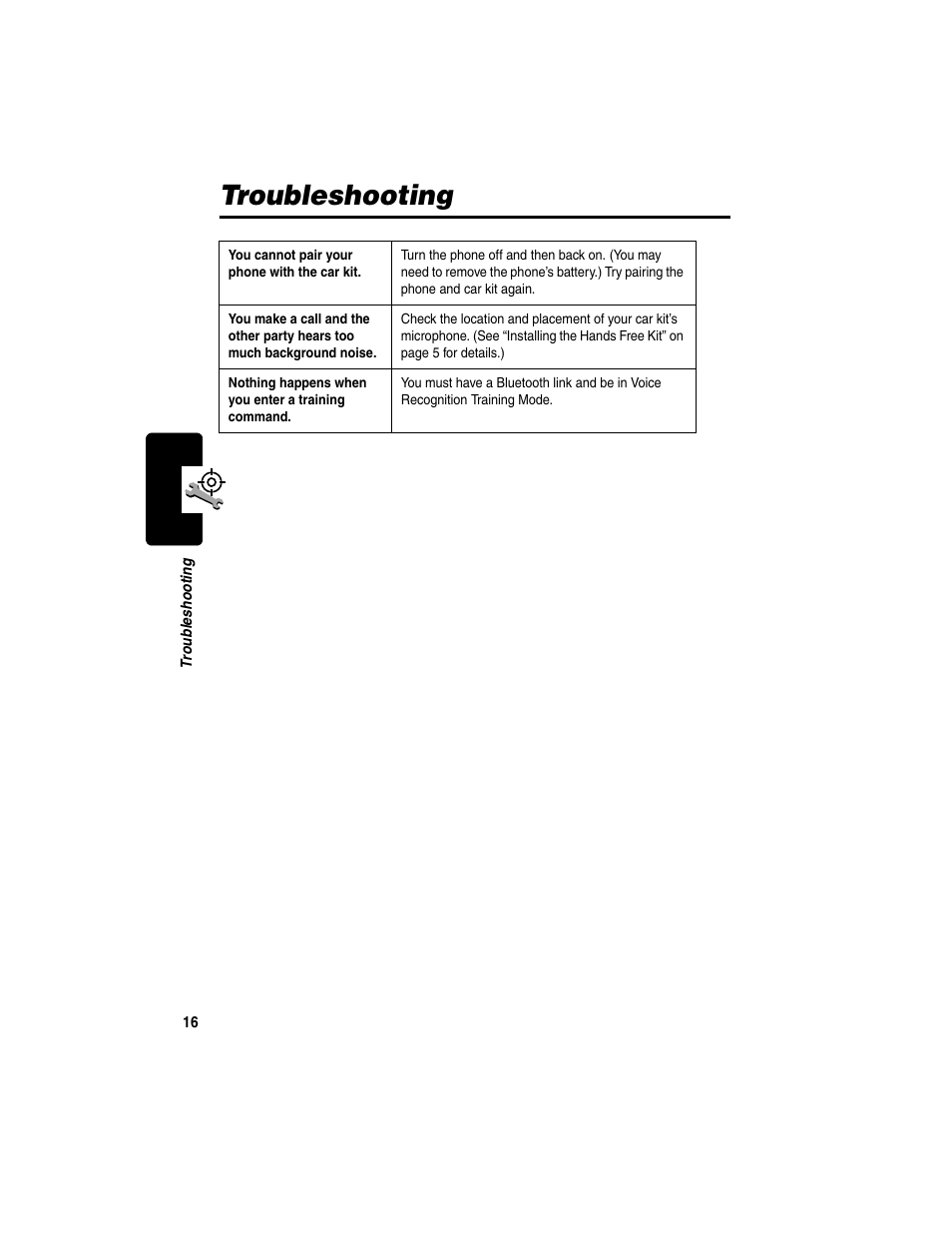Troubleshooting | Motorola Bluetooth Wireless Hands Free User Manual | Page 18 / 25