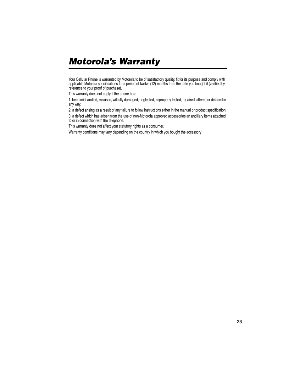 Motorola’s warranty | Motorola Bluetooth Wireless Hands Free User Manual | Page 25 / 25