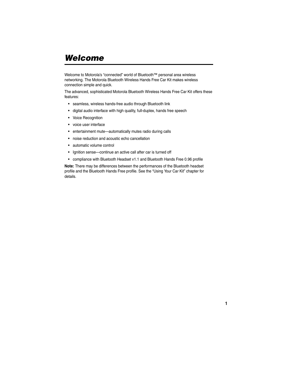 Welcome | Motorola Bluetooth Wireless Hands Free User Manual | Page 3 / 25