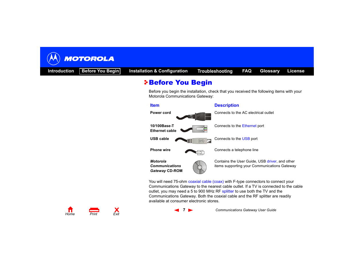 Before you begin | Motorola Communications Gateway User Manual | Page 12 / 82