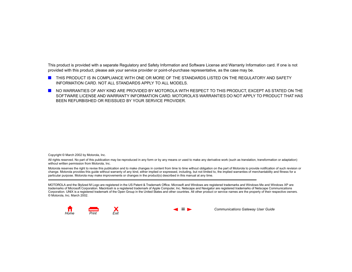 Motorola Communications Gateway User Manual | Page 3 / 82