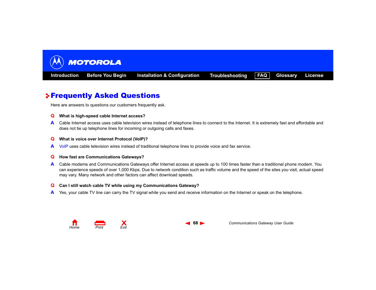 Frequently asked questions | Motorola Communications Gateway User Manual | Page 73 / 82