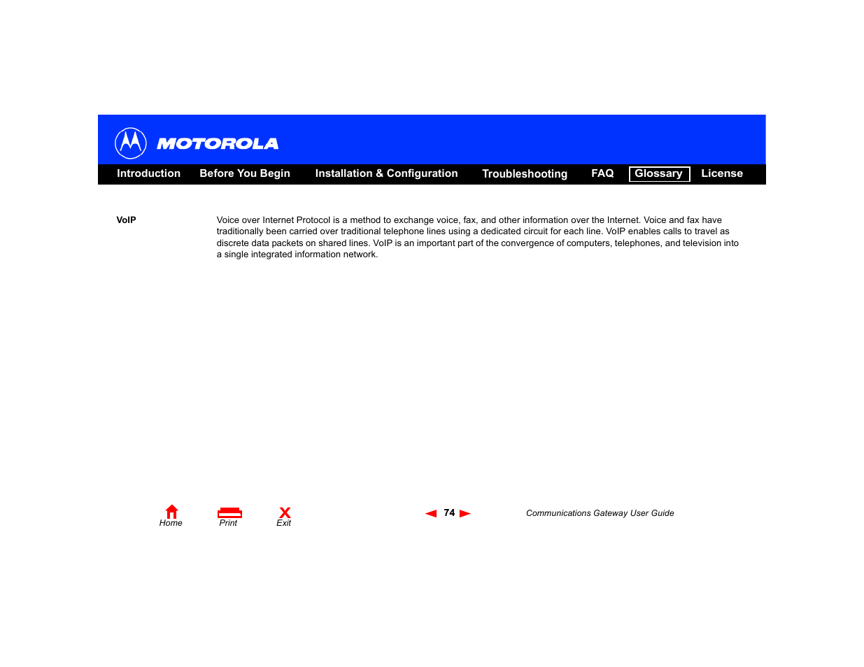Voip | Motorola Communications Gateway User Manual | Page 79 / 82