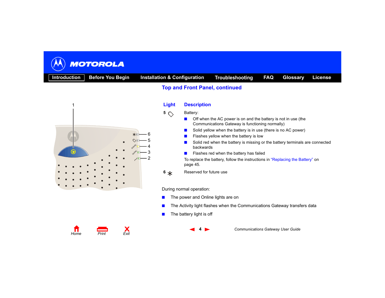 Top and front panel, continued | Motorola Communications Gateway User Manual | Page 9 / 82