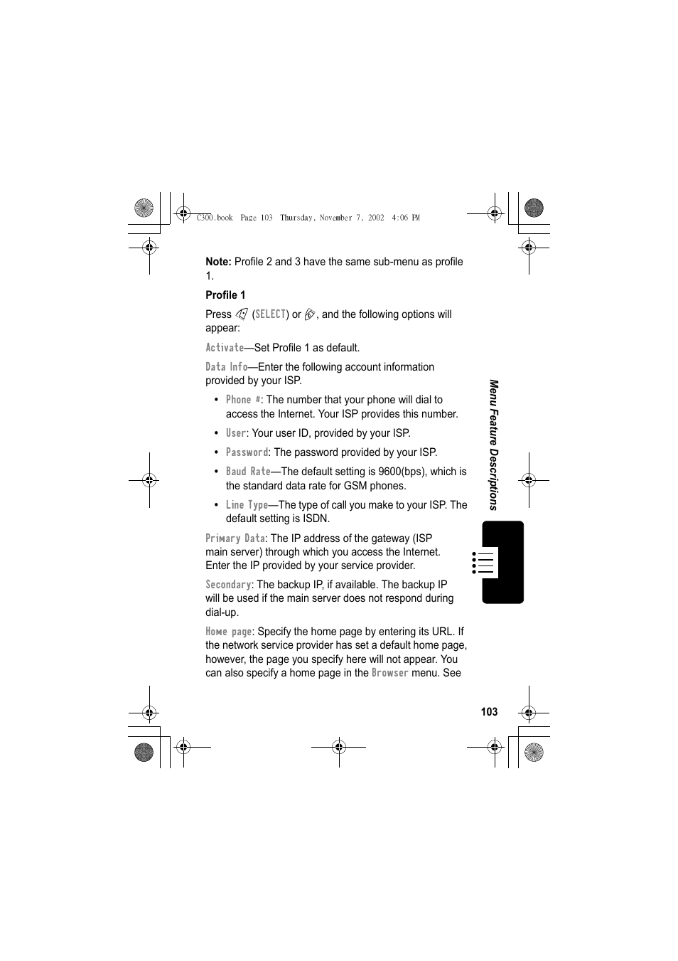 Motorola C300 User Manual | Page 103 / 140