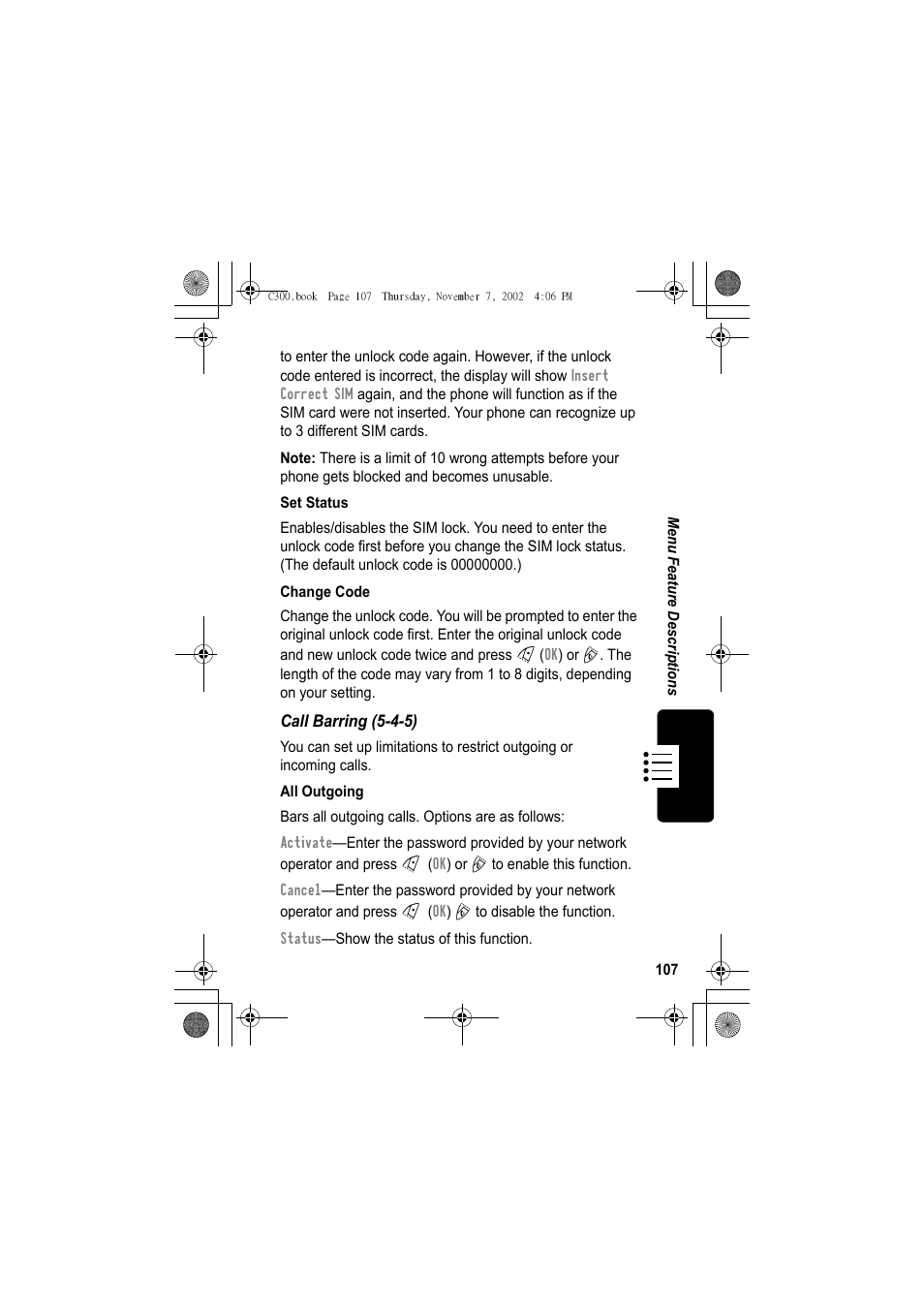 Motorola C300 User Manual | Page 107 / 140