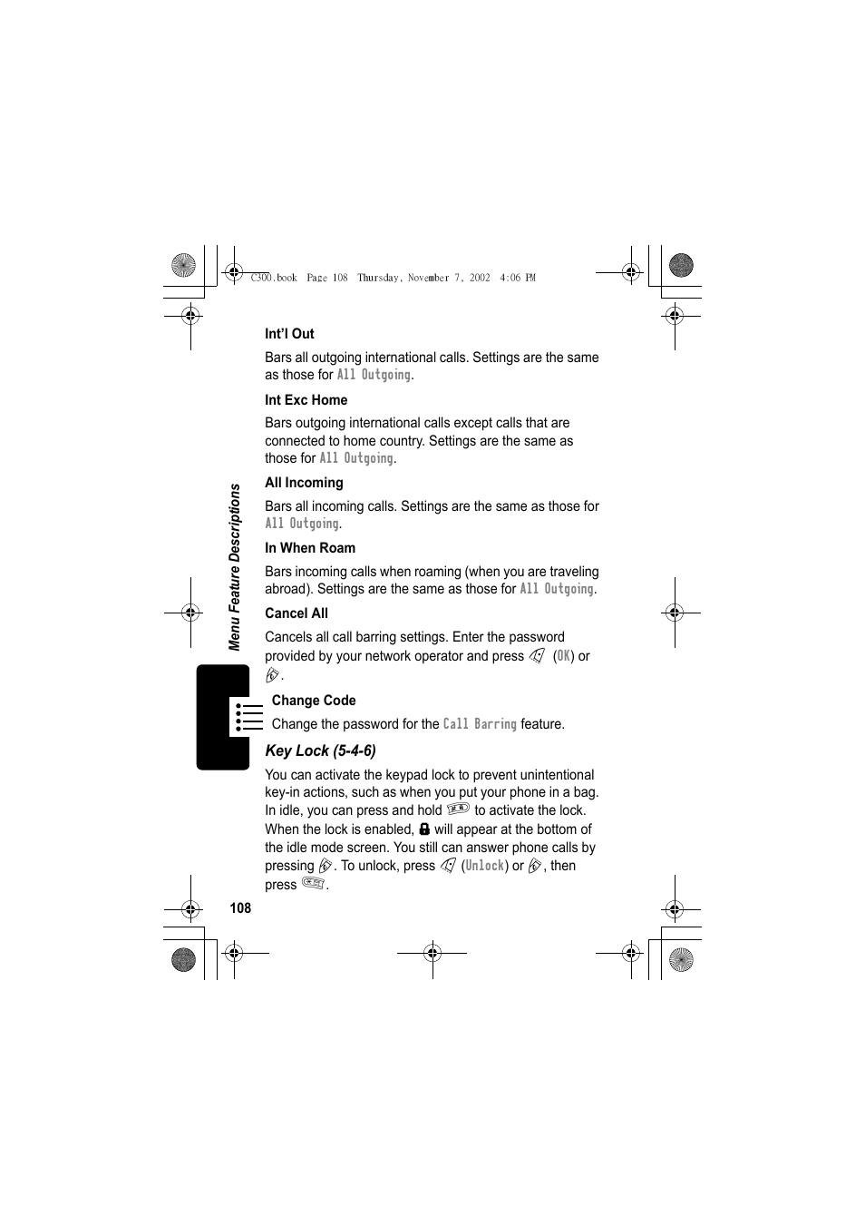 Motorola C300 User Manual | Page 108 / 140