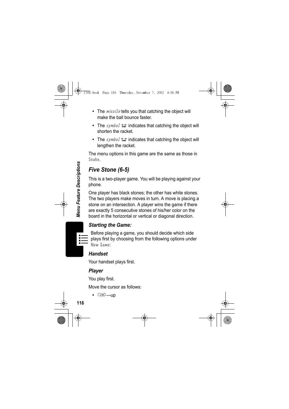 Five stone (6-5) | Motorola C300 User Manual | Page 116 / 140