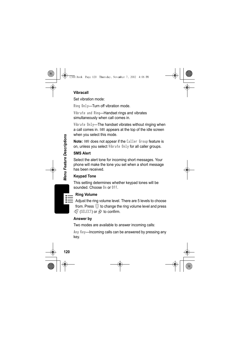 Motorola C300 User Manual | Page 120 / 140