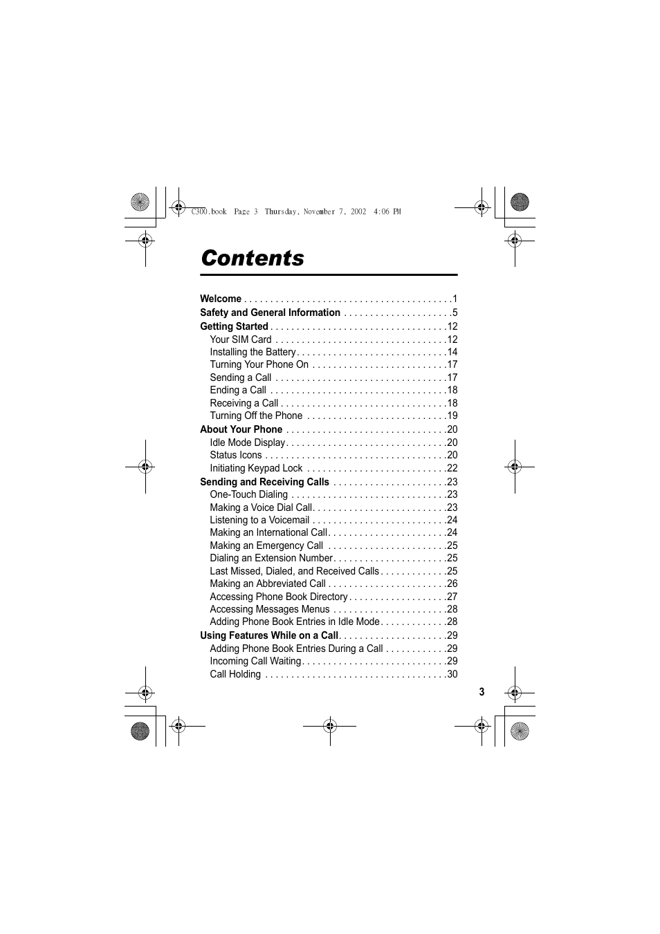 Motorola C300 User Manual | Page 3 / 140