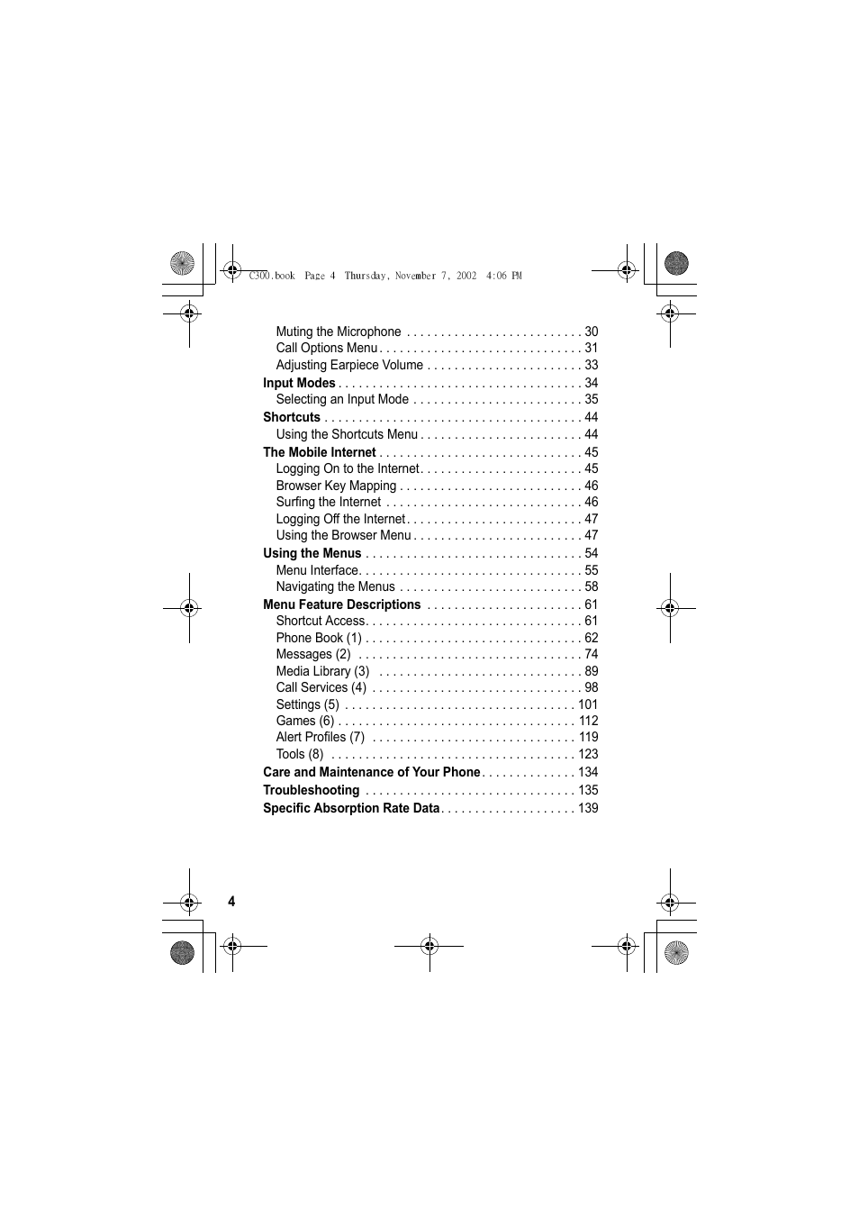 Motorola C300 User Manual | Page 4 / 140