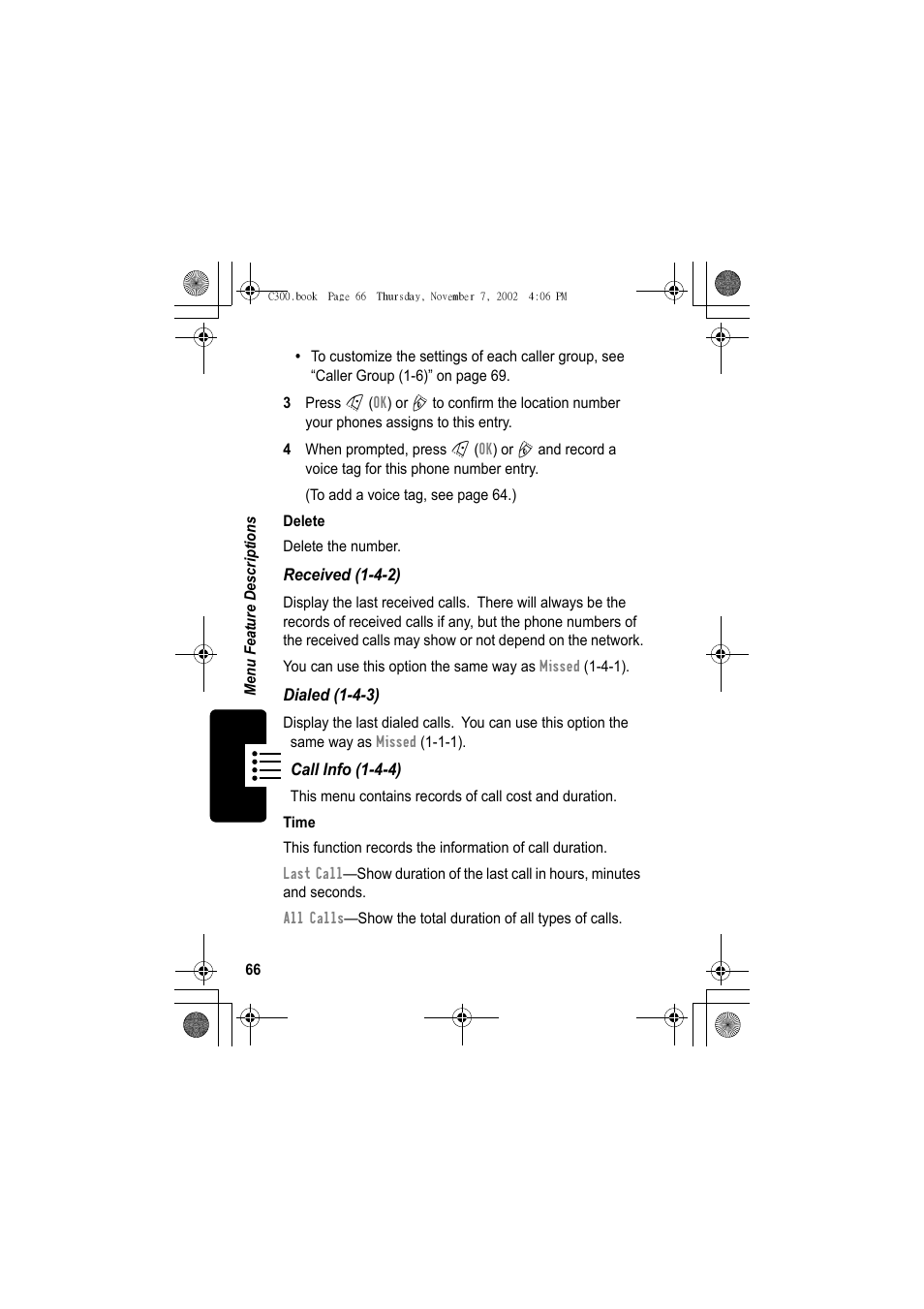 Motorola C300 User Manual | Page 66 / 140