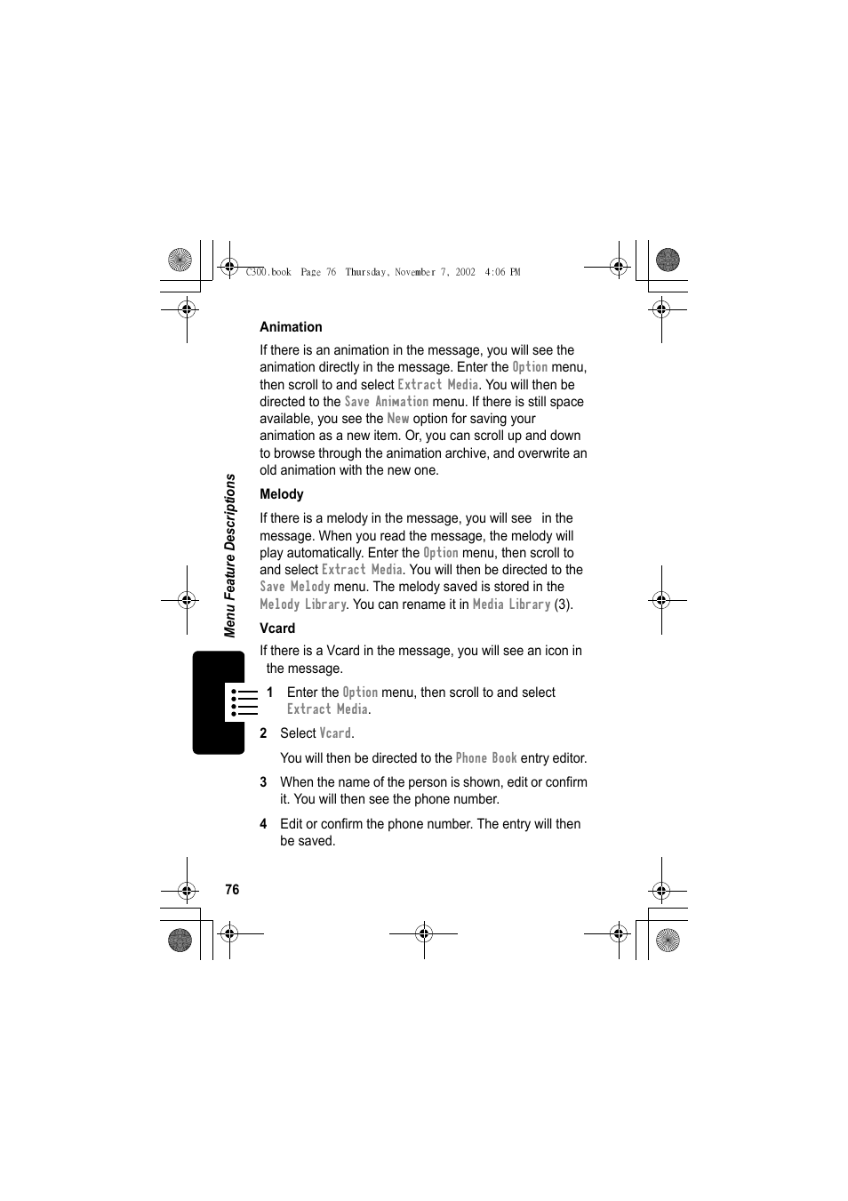 Motorola C300 User Manual | Page 76 / 140