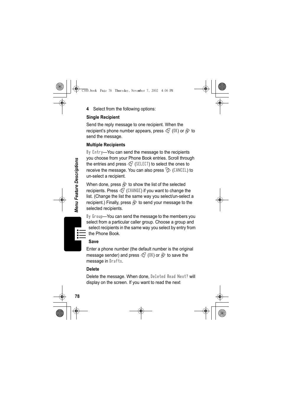 Motorola C300 User Manual | Page 78 / 140