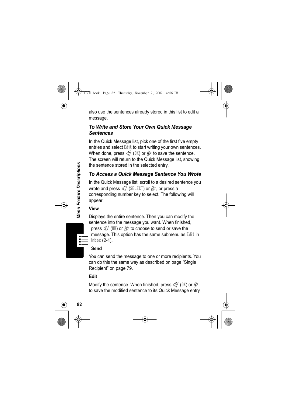 Motorola C300 User Manual | Page 82 / 140