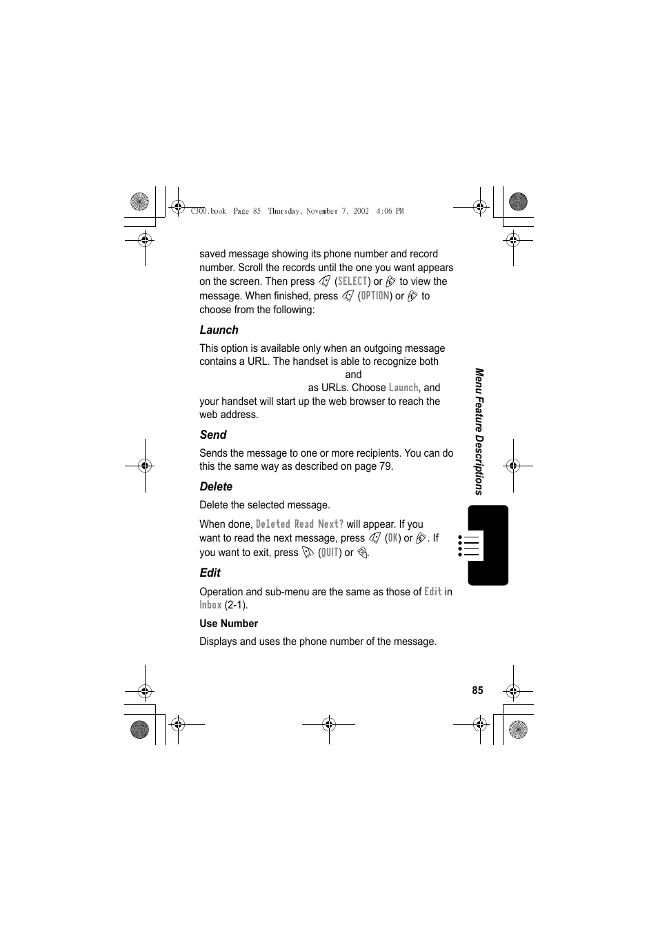 Motorola C300 User Manual | Page 85 / 140