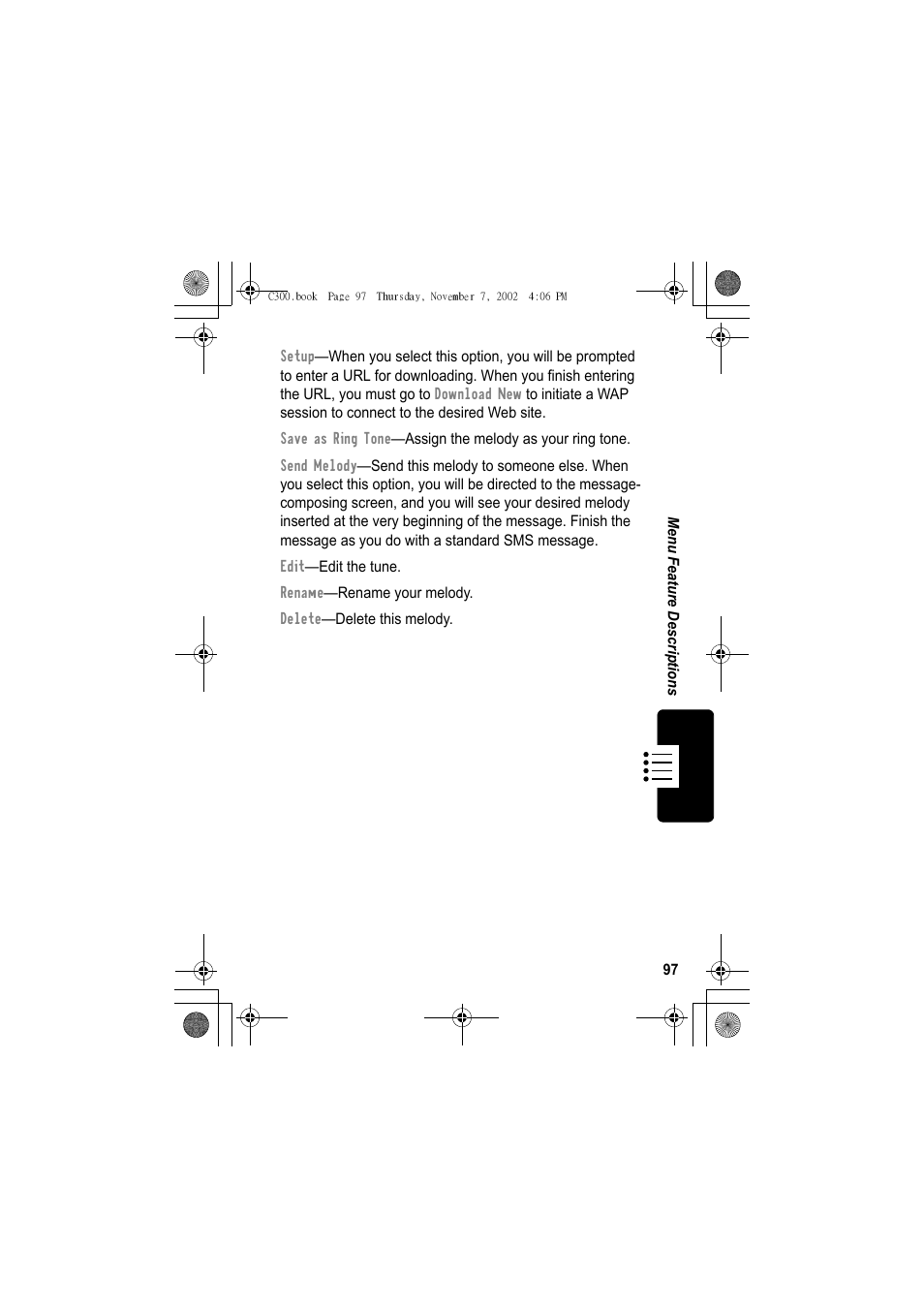 Motorola C300 User Manual | Page 97 / 140