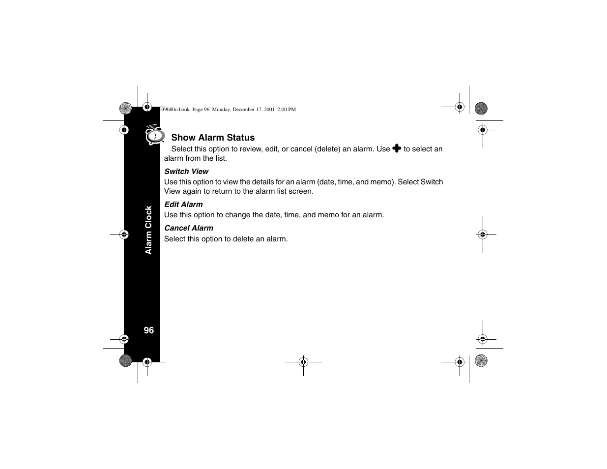 Show alarm status | Motorola V101 User Manual | Page 100 / 178