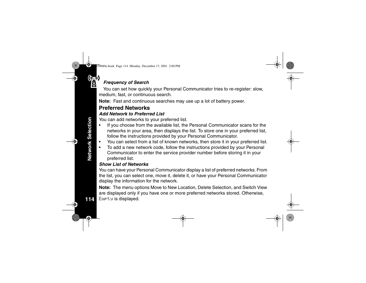 Preferred networks | Motorola V101 User Manual | Page 118 / 178