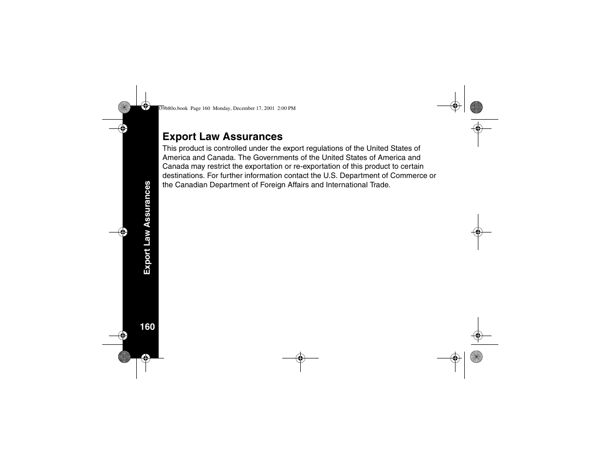 Export law assurances | Motorola V101 User Manual | Page 164 / 178