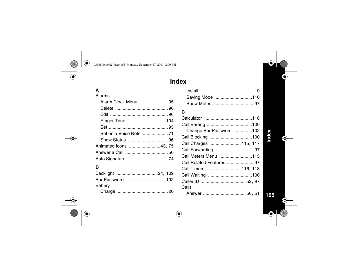 Index | Motorola V101 User Manual | Page 169 / 178