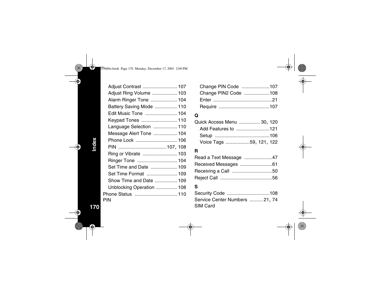 Motorola V101 User Manual | Page 174 / 178