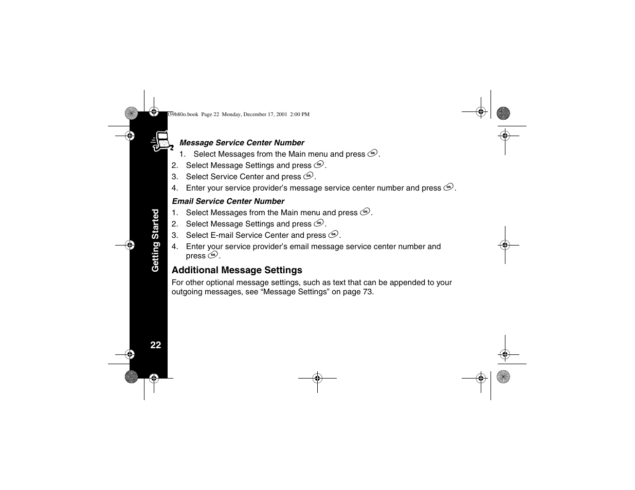 Additional message settings | Motorola V101 User Manual | Page 26 / 178