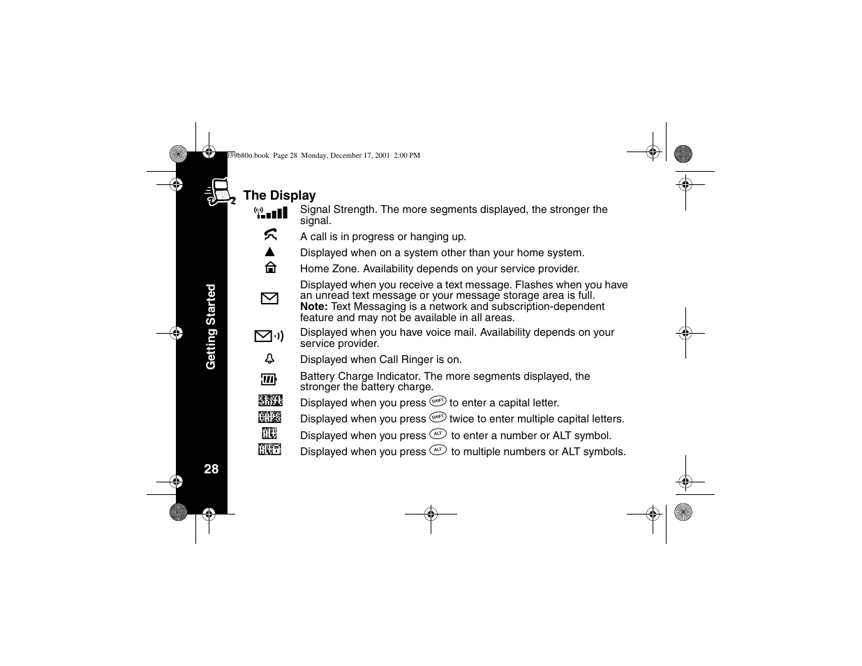 The display | Motorola V101 User Manual | Page 32 / 178