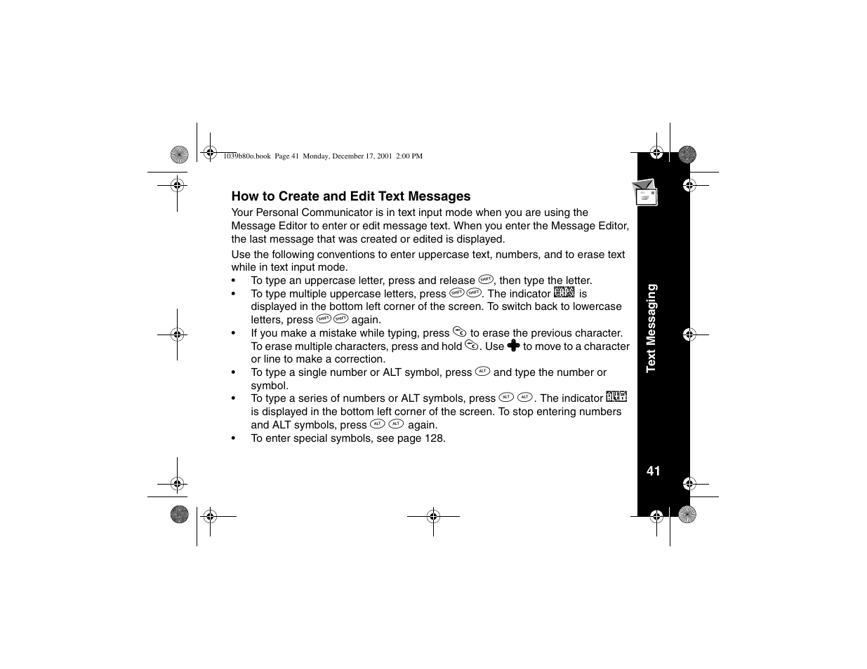 How to create and edit text messages, How to create and edit text, Messages | Motorola V101 User Manual | Page 45 / 178