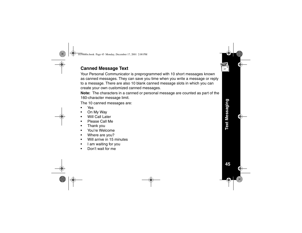 Canned message text | Motorola V101 User Manual | Page 49 / 178