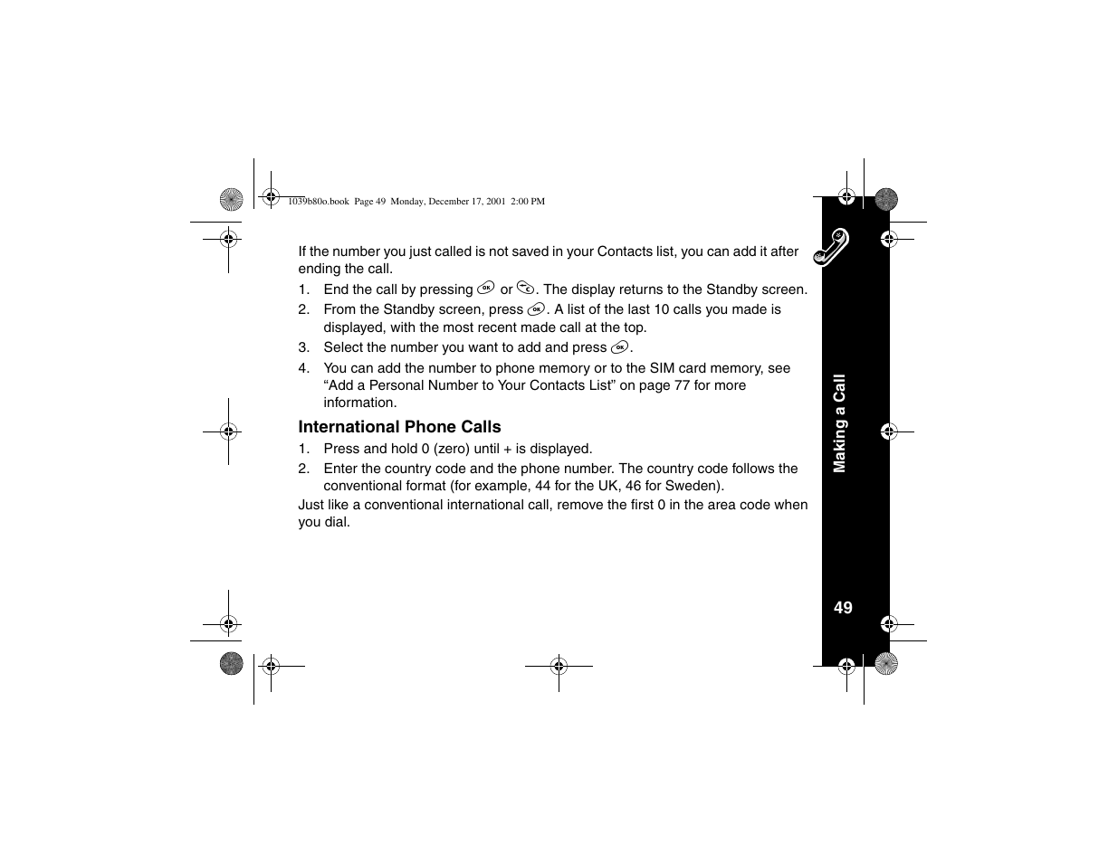 International phone calls | Motorola V101 User Manual | Page 53 / 178