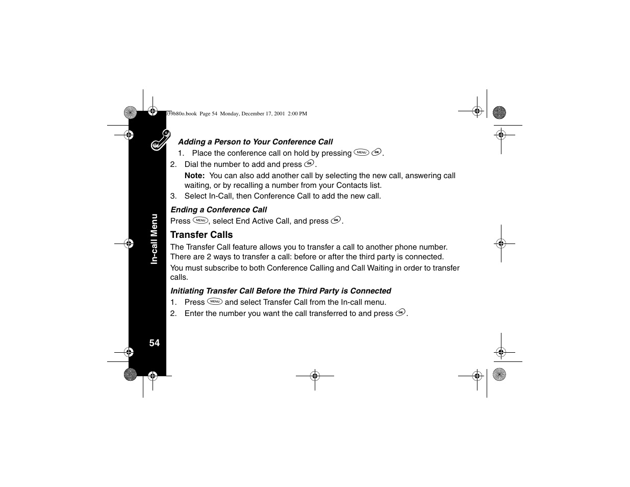 Transfer calls | Motorola V101 User Manual | Page 58 / 178