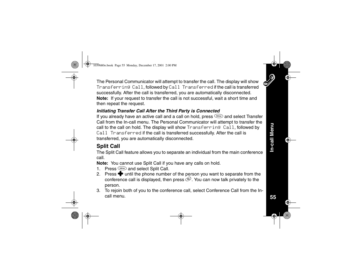 Split call | Motorola V101 User Manual | Page 59 / 178