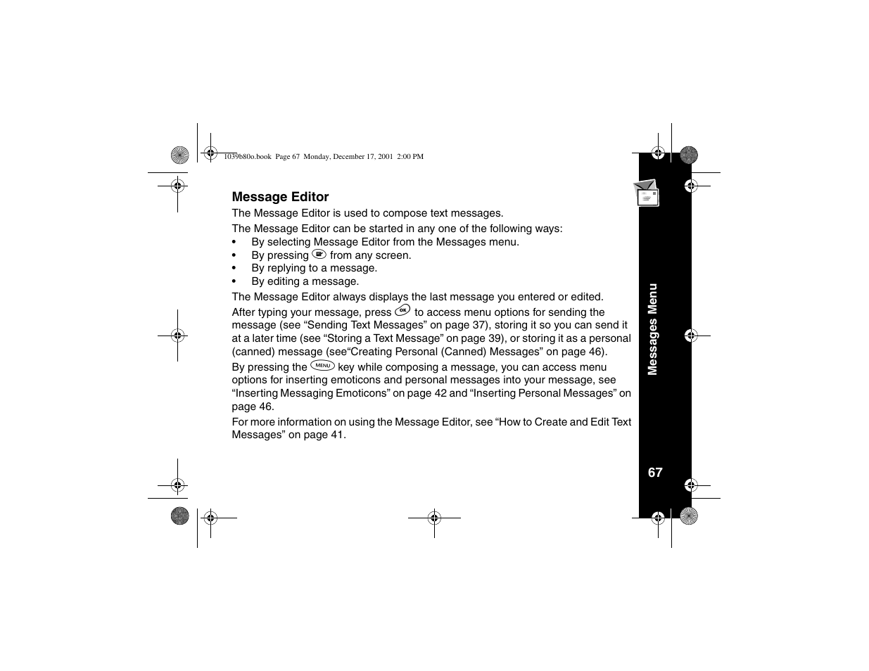 Message editor | Motorola V101 User Manual | Page 71 / 178