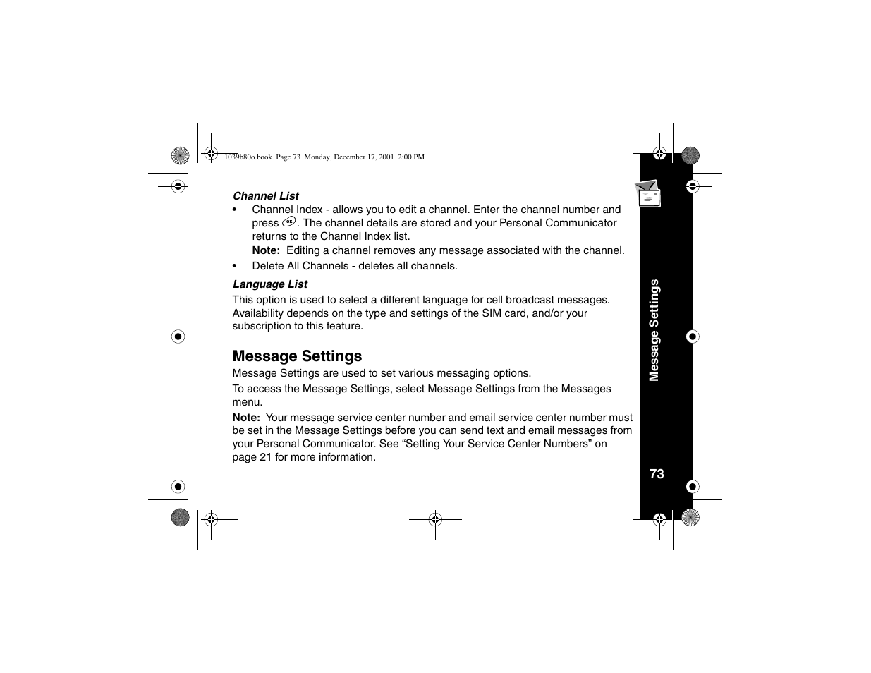 Message settings | Motorola V101 User Manual | Page 77 / 178