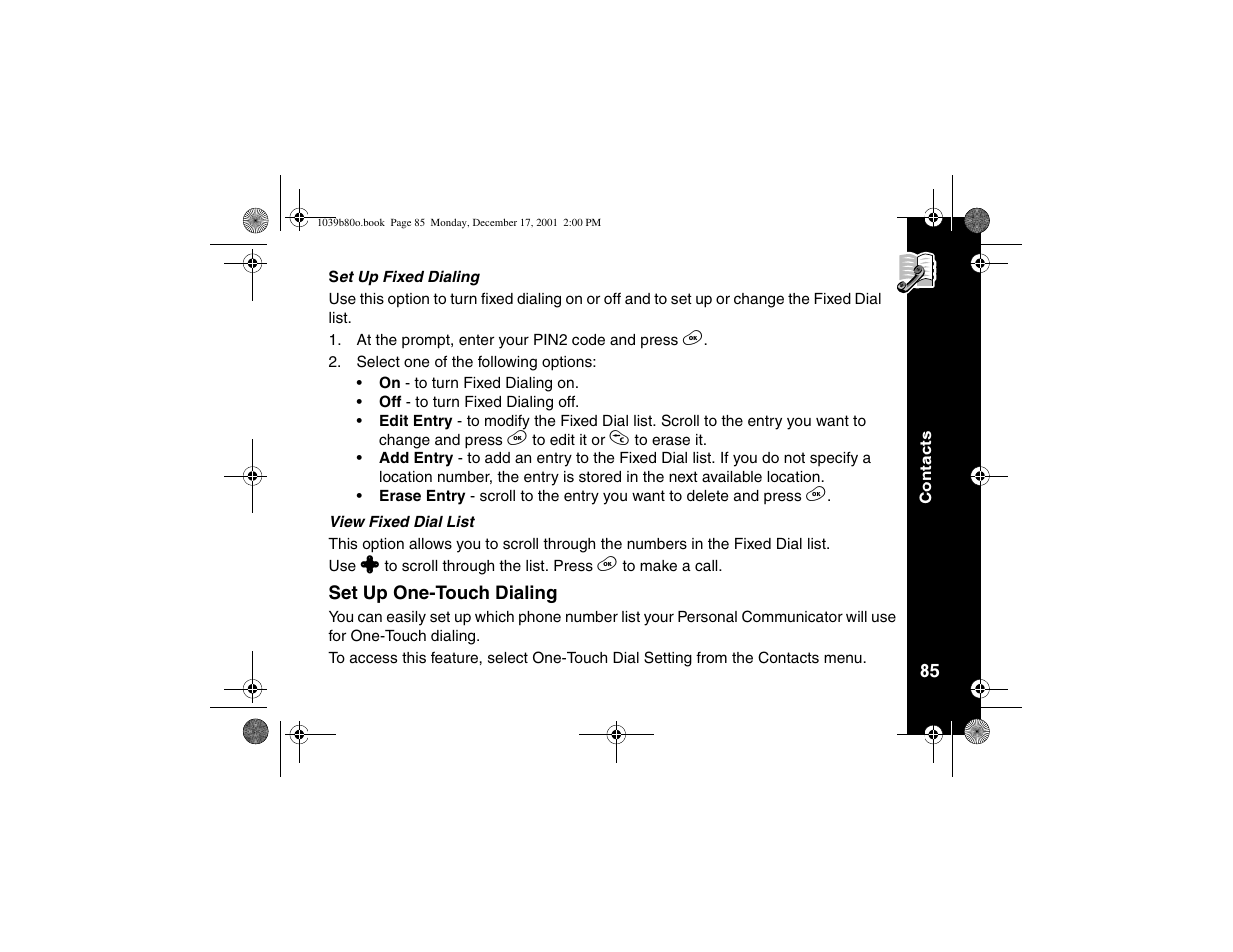 Set up one-touch dialing, Set time format | Motorola V101 User Manual | Page 89 / 178