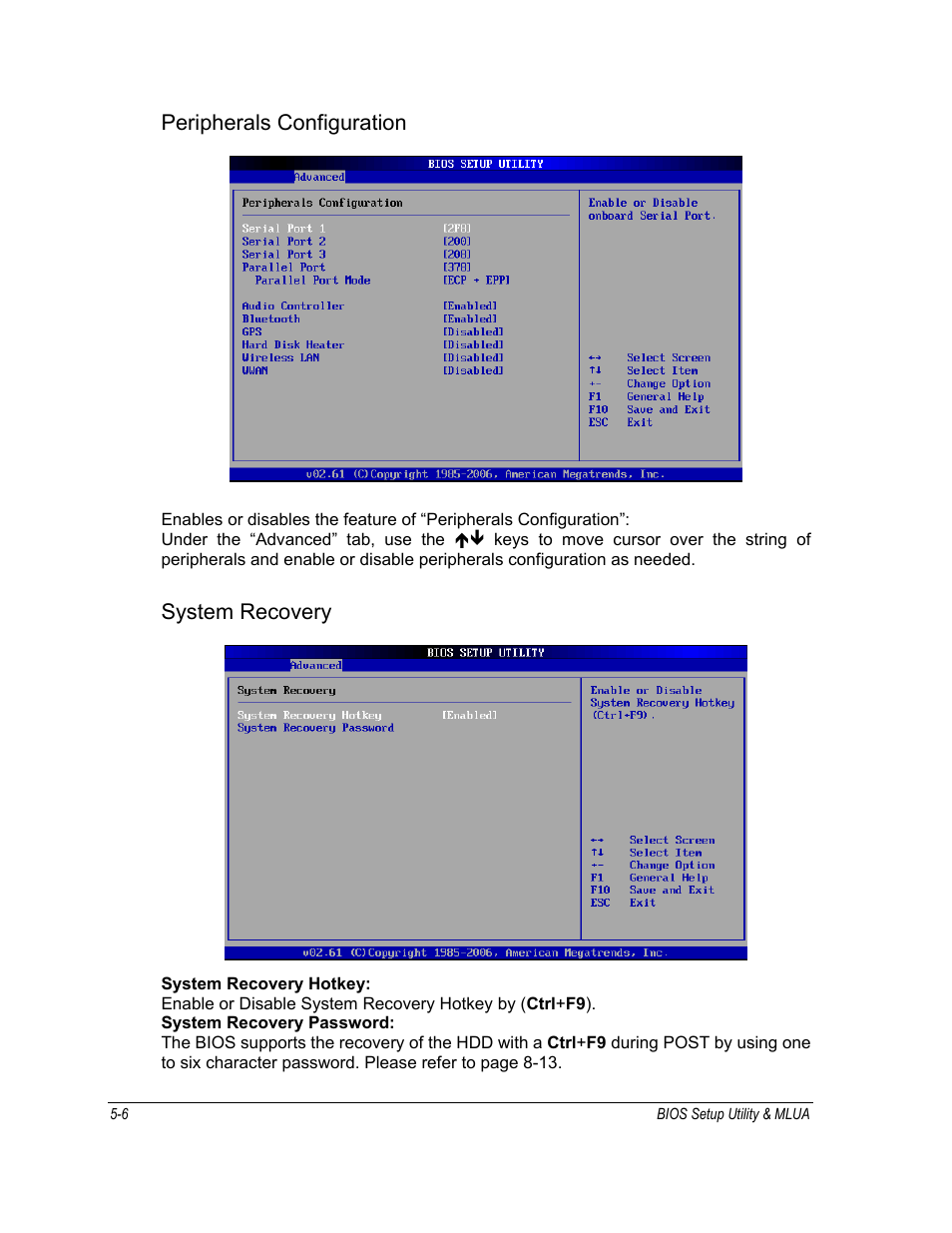 Peripherals configuration, System recovery | Motorola ML910 User Manual | Page 100 / 180