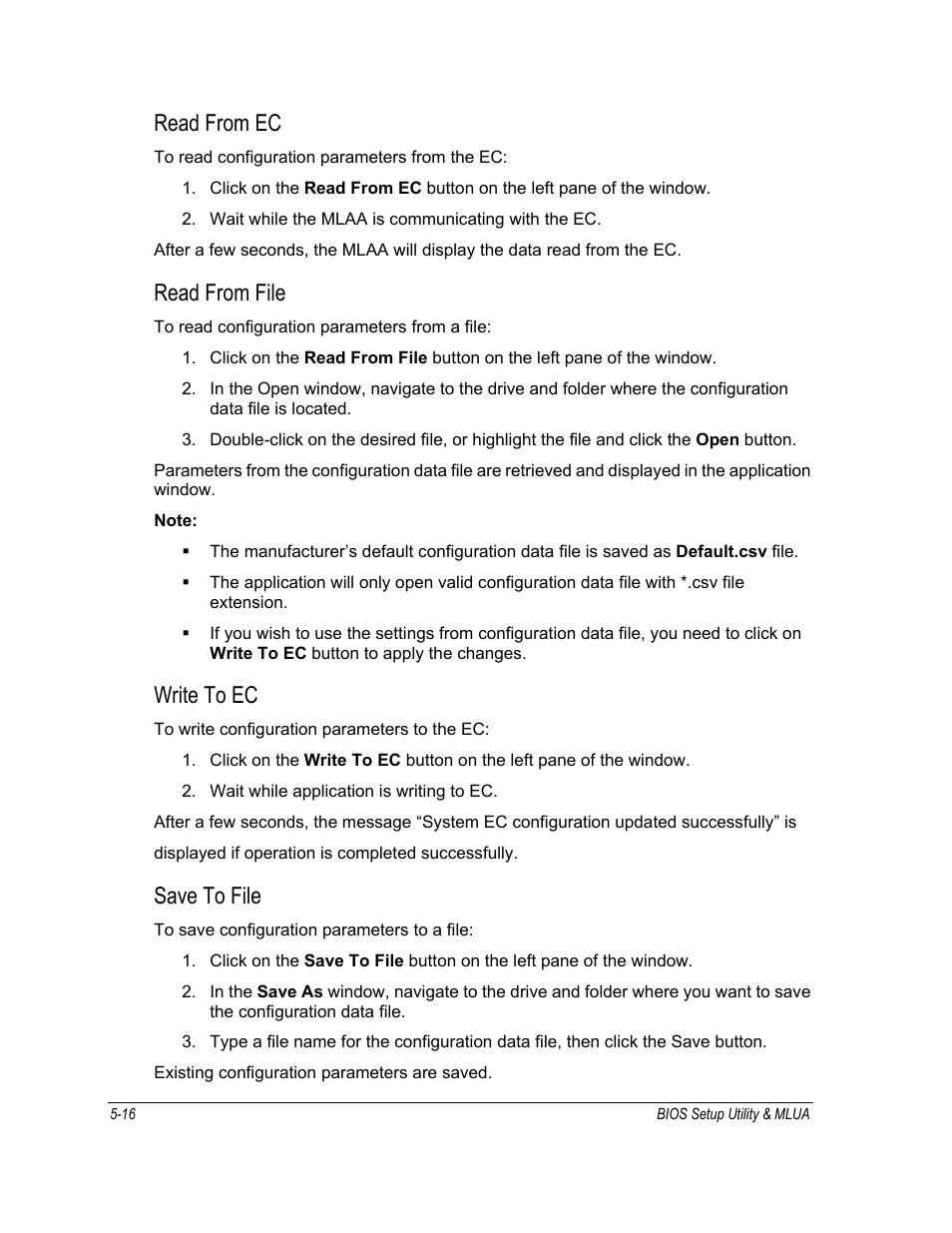 Read from ec, Read from file, Write to ec | Save to file | Motorola ML910 User Manual | Page 110 / 180