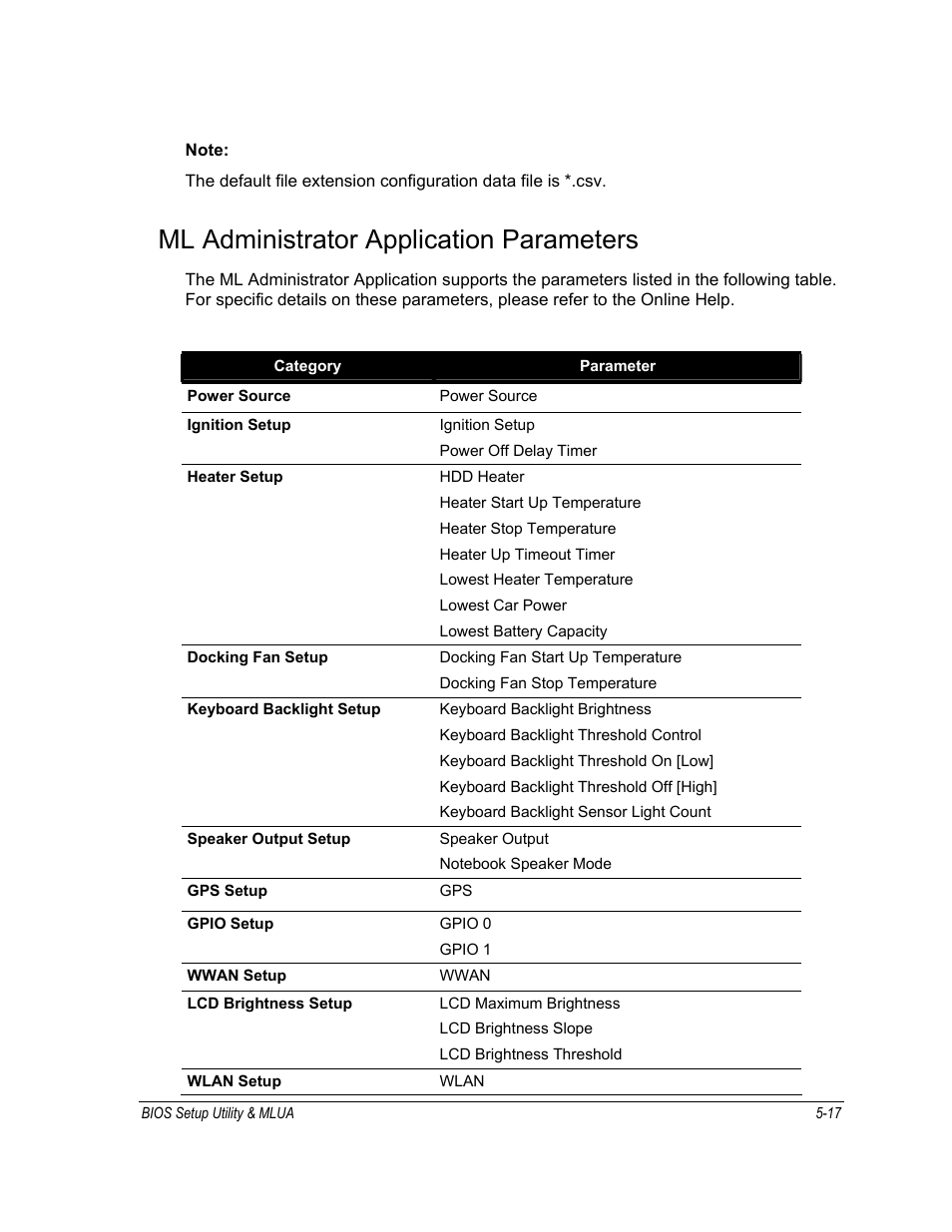 Ml administrator application parameters | Motorola ML910 User Manual | Page 111 / 180