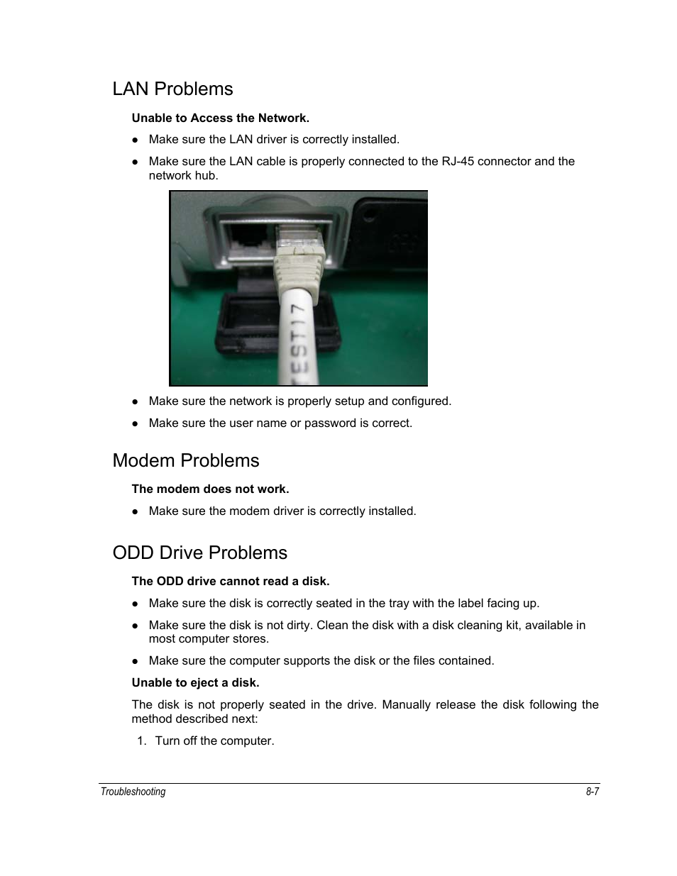 Lan problems, Modem problems, Odd drive problems | Motorola ML910 User Manual | Page 133 / 180