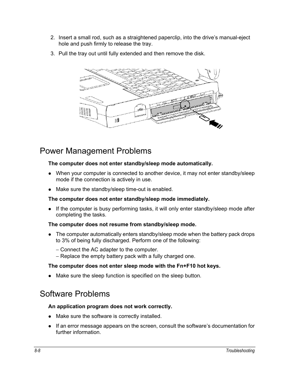 Power management problems, Software problems | Motorola ML910 User Manual | Page 134 / 180