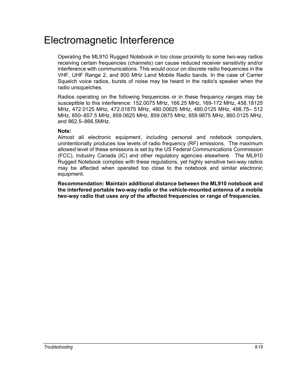 Electromagnetic interference | Motorola ML910 User Manual | Page 145 / 180