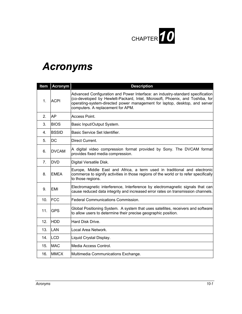 Acronyms | Motorola ML910 User Manual | Page 149 / 180