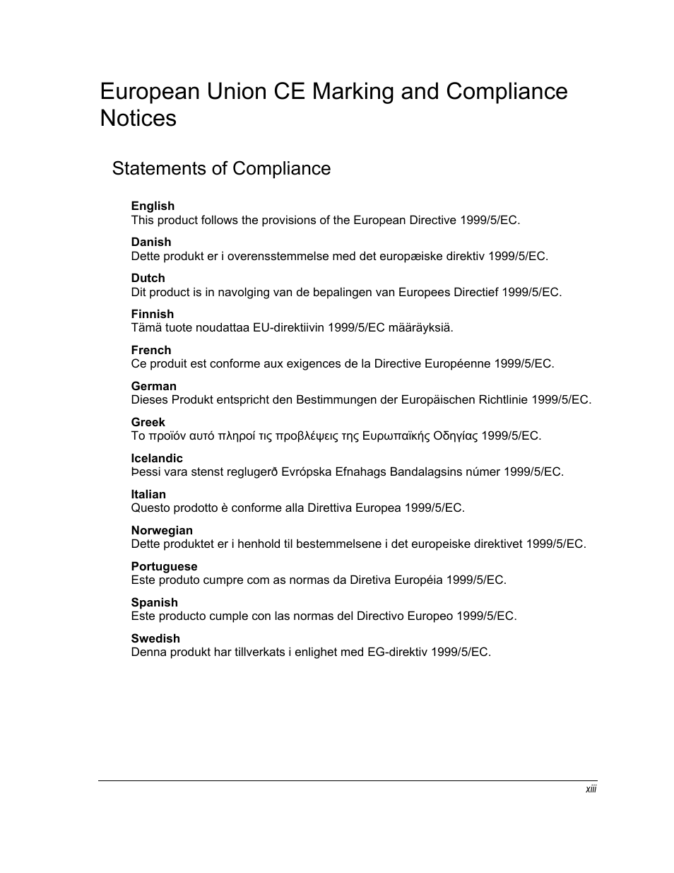 European union ce marking and compliance notices, Statements of compliance | Motorola ML910 User Manual | Page 15 / 180