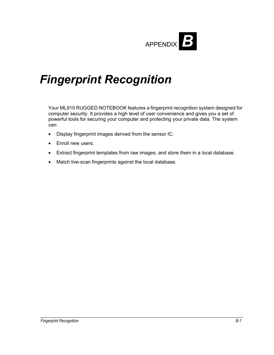 Fingerprint recognition | Motorola ML910 User Manual | Page 155 / 180