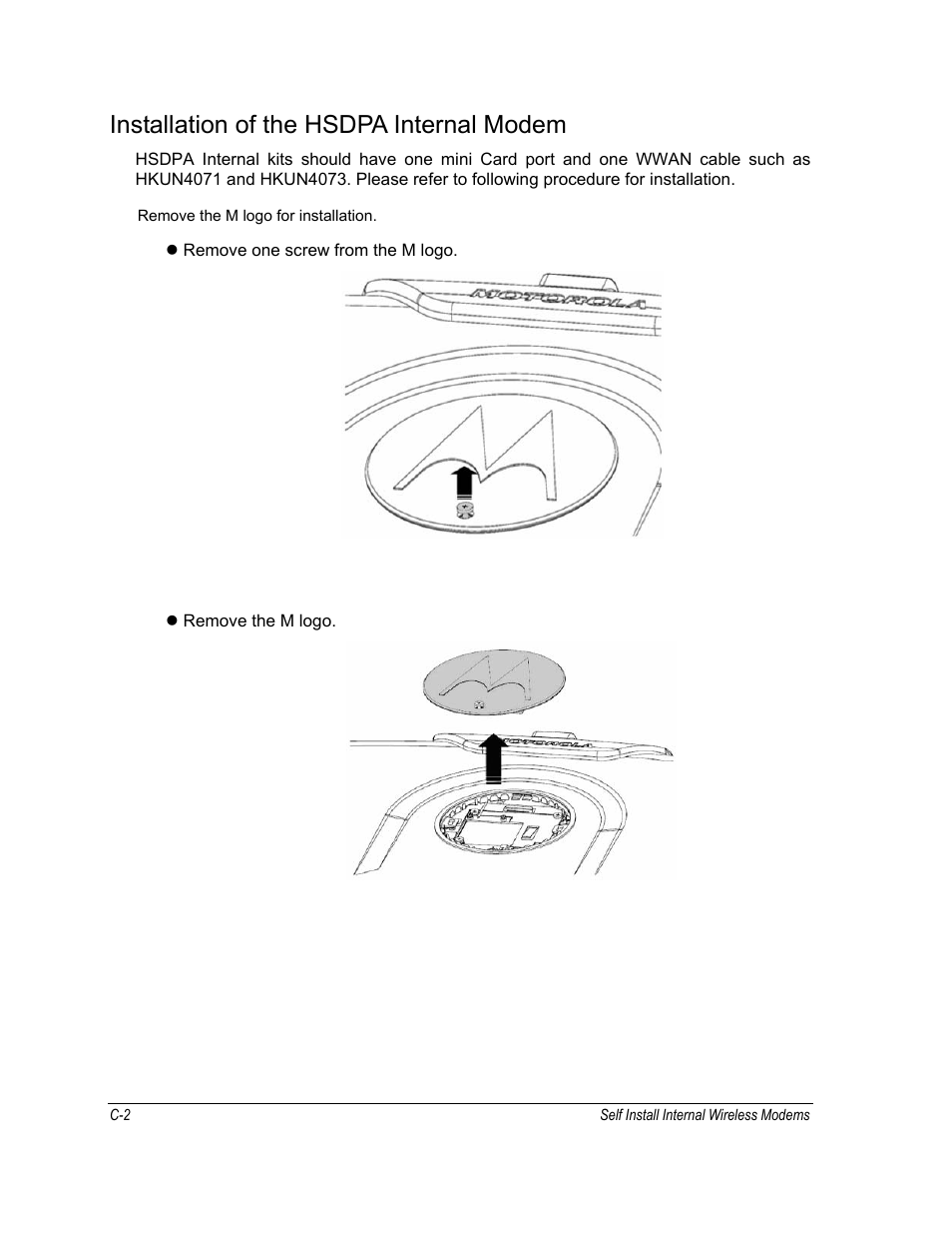 Installation of the hsdpa internal modem | Motorola ML910 User Manual | Page 160 / 180