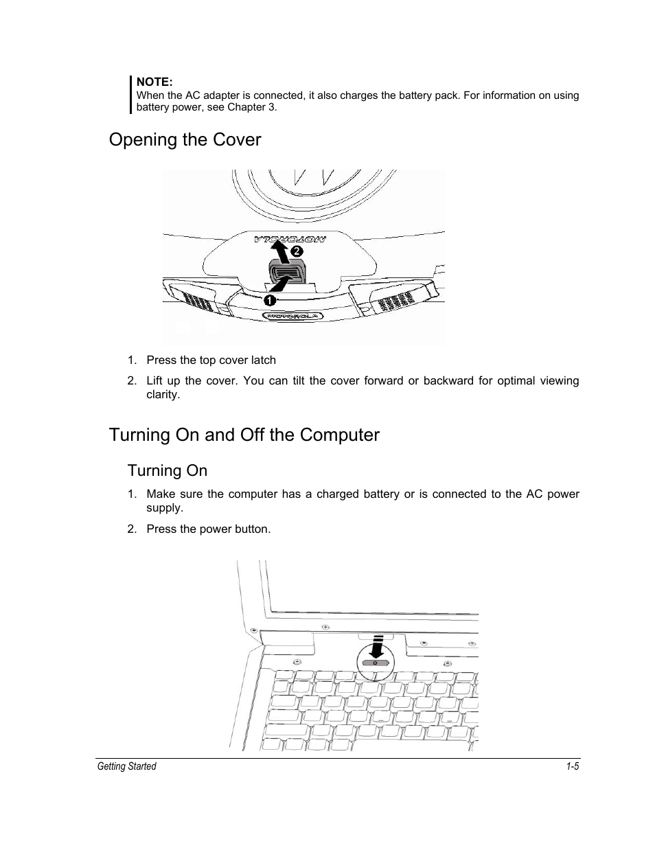 Opening the cover, Turning on and off the computer, Turning on | Motorola ML910 User Manual | Page 33 / 180